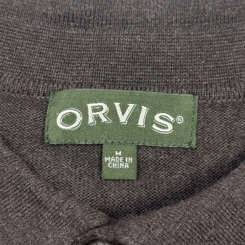 Orvis Pullover Sweater Mens M Brown Cotton Silk Cashmere Lightweight Collared